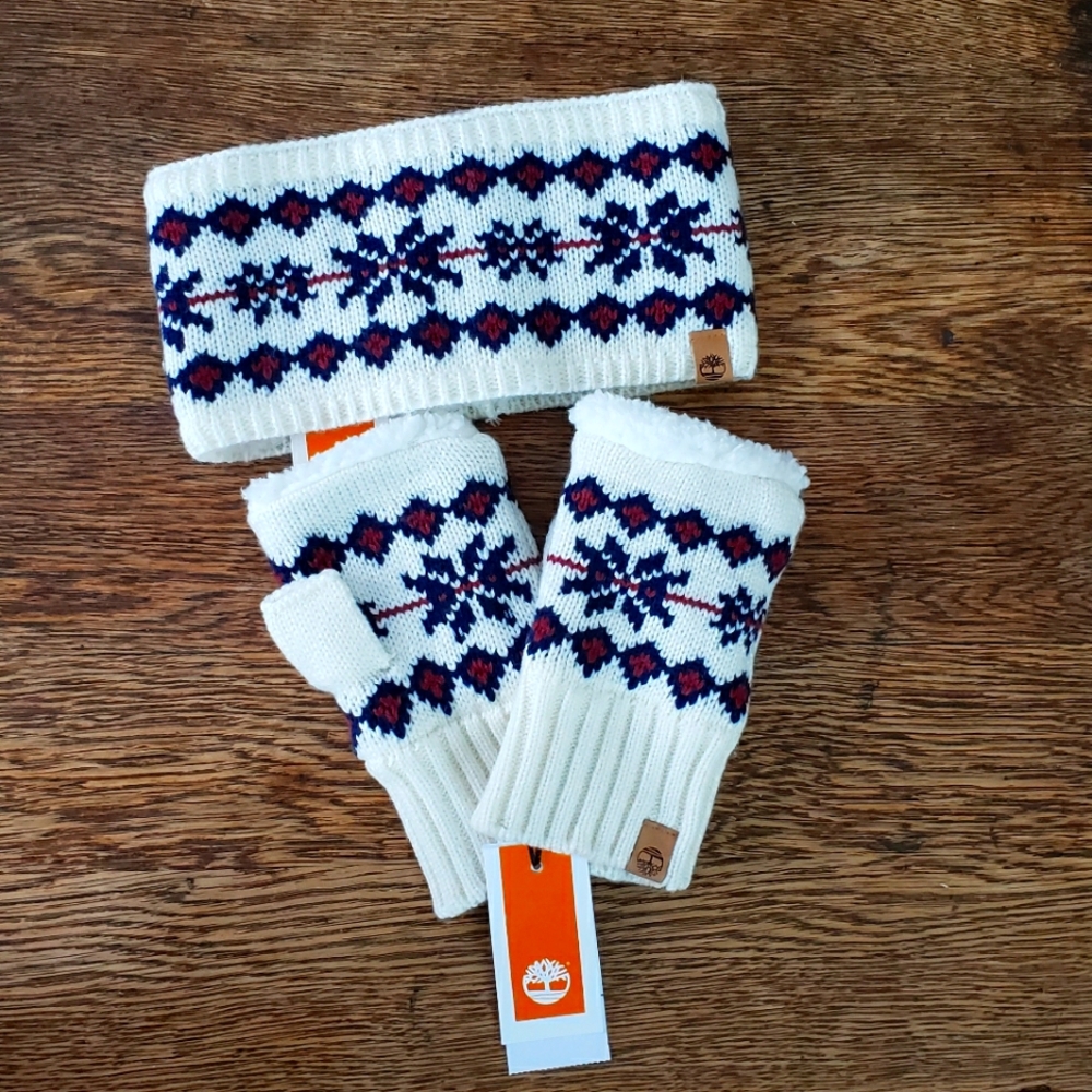 Timberland Fleece Lined Headband and Fingerless Gloves